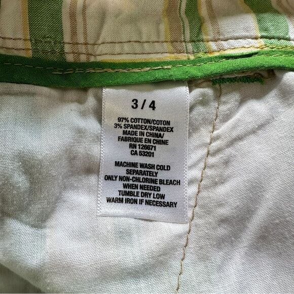 Aeropostale Green White Tan Stripe Shorts Size 3/4 - Picture 3 of 6